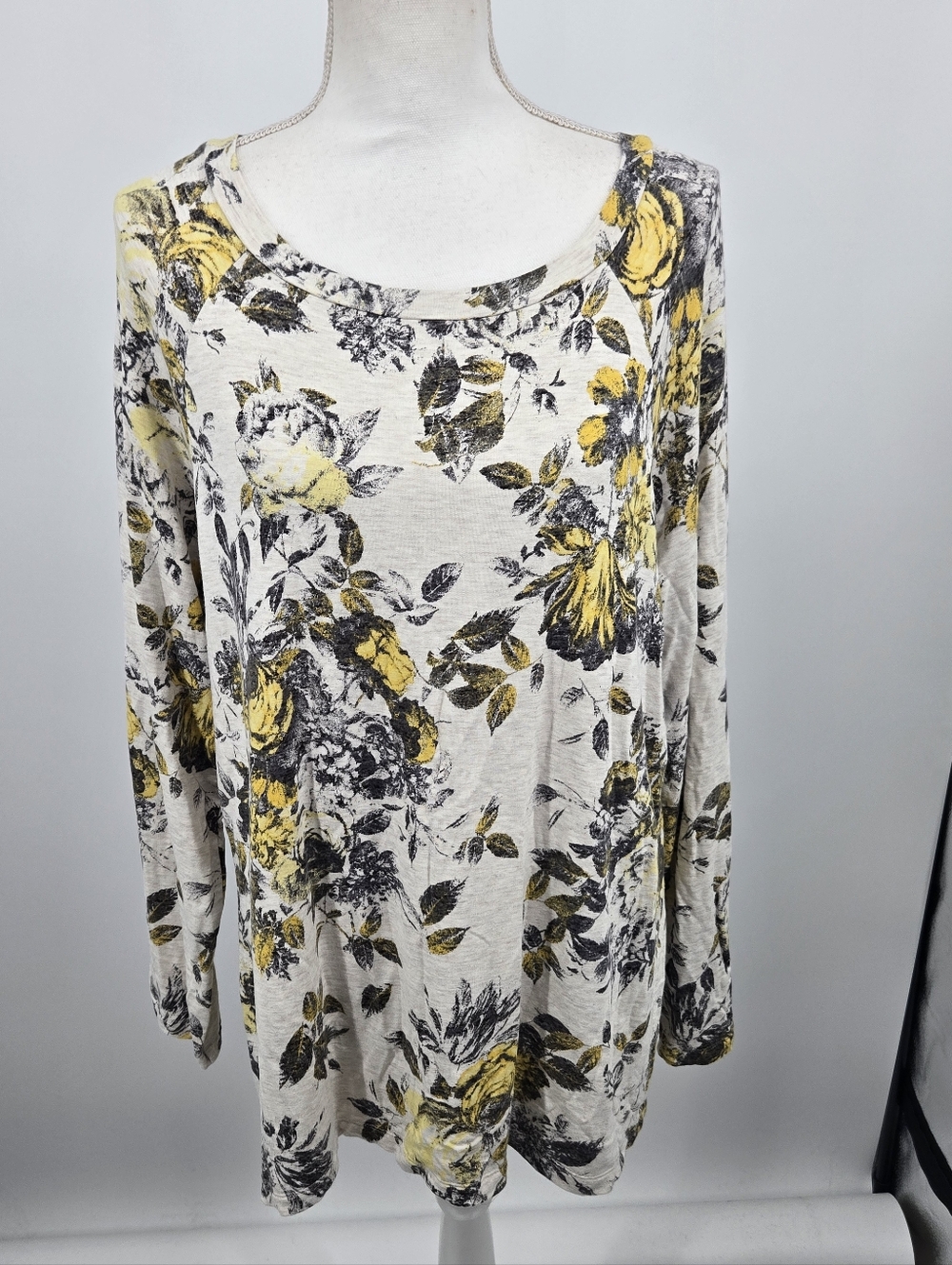 Soma Yellow Floral Long Sleeve Top XL (7849)